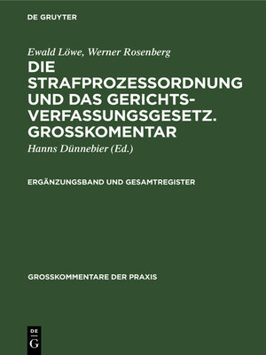 cover image of Ergänzungsband und Gesamtregister